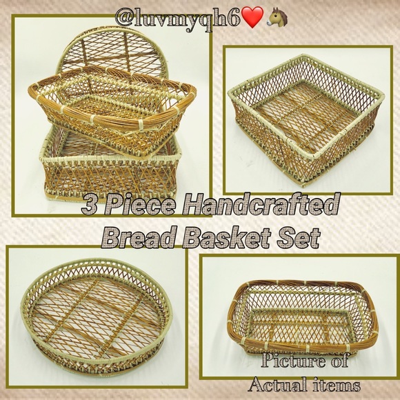 Other - Hand Crafted Bread Basket 3pc Set